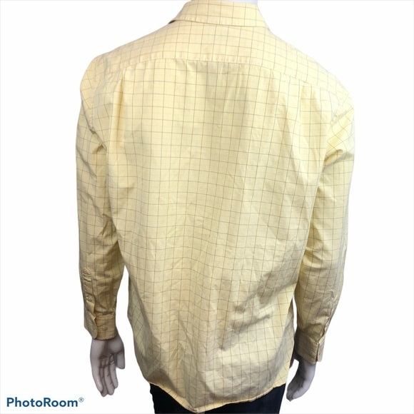 J Crew Men's Large 16-16.5 Yellow Plaid Long Sleeved Button Front Dress … - Picture 7 of 12